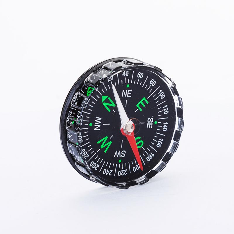 Black Serrated Edge Compass with Pointer, Outdoor, Small Plastic, 45mm Diameter.