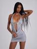 2026 Summer Women's Fashion Solid Color Halter Deep V-Neck Bodycon Dress
