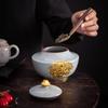 Creative Ge kiln tea jar, high-end ceramic gilded sealed storage jar, household tea storage jar