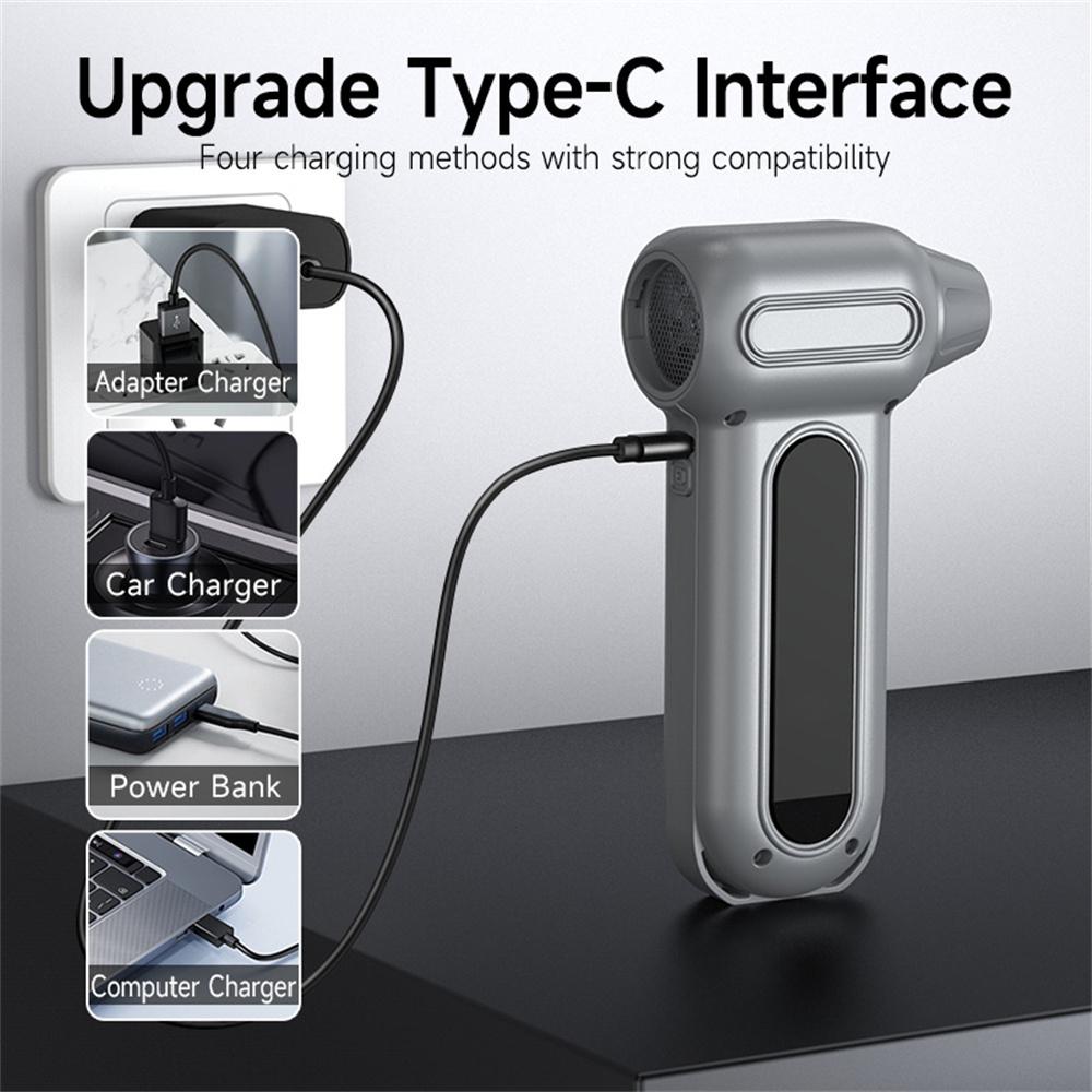 Electric Air Duster 400000RPM Turbo Jet Fan Super Power Cordless Rechargeable Blower Brushless Motor 3-Gear Adjustable Dust Fan