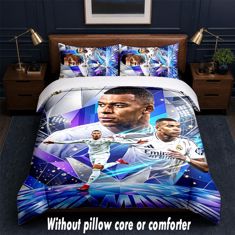 Kylian Mbappe Design Bed Bedding Set 1 Duvet Cover + 2 Pillowcases Soft Breathable Household Bed Linens