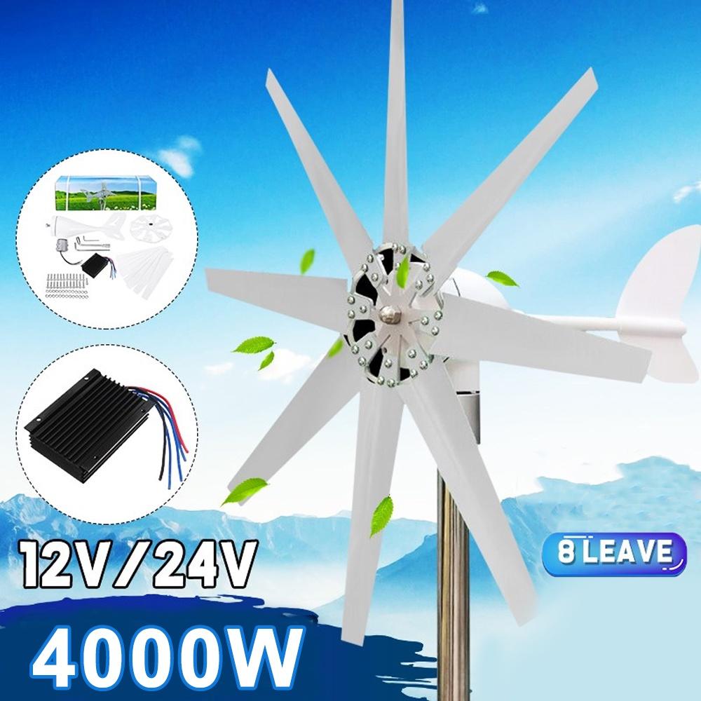 8 Blade Wind Turbines Generator Efficient Wind Turbines Horizontal Home Power Windmill Energy Turbines Charge 4000W 8 pcs 24/12V