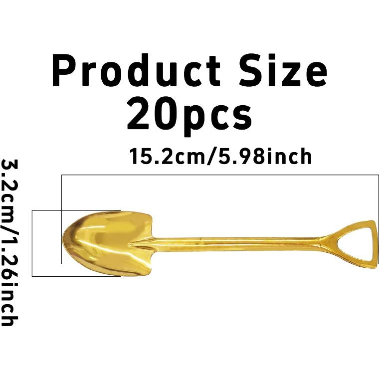 pson 20Pcs 6 Inch Shovel Shape Demitasse Stainless Steel Coffee Spoon for Dessert, Tea, Ice Cream, Appetizers, Party Supplies(Style1, Gold)