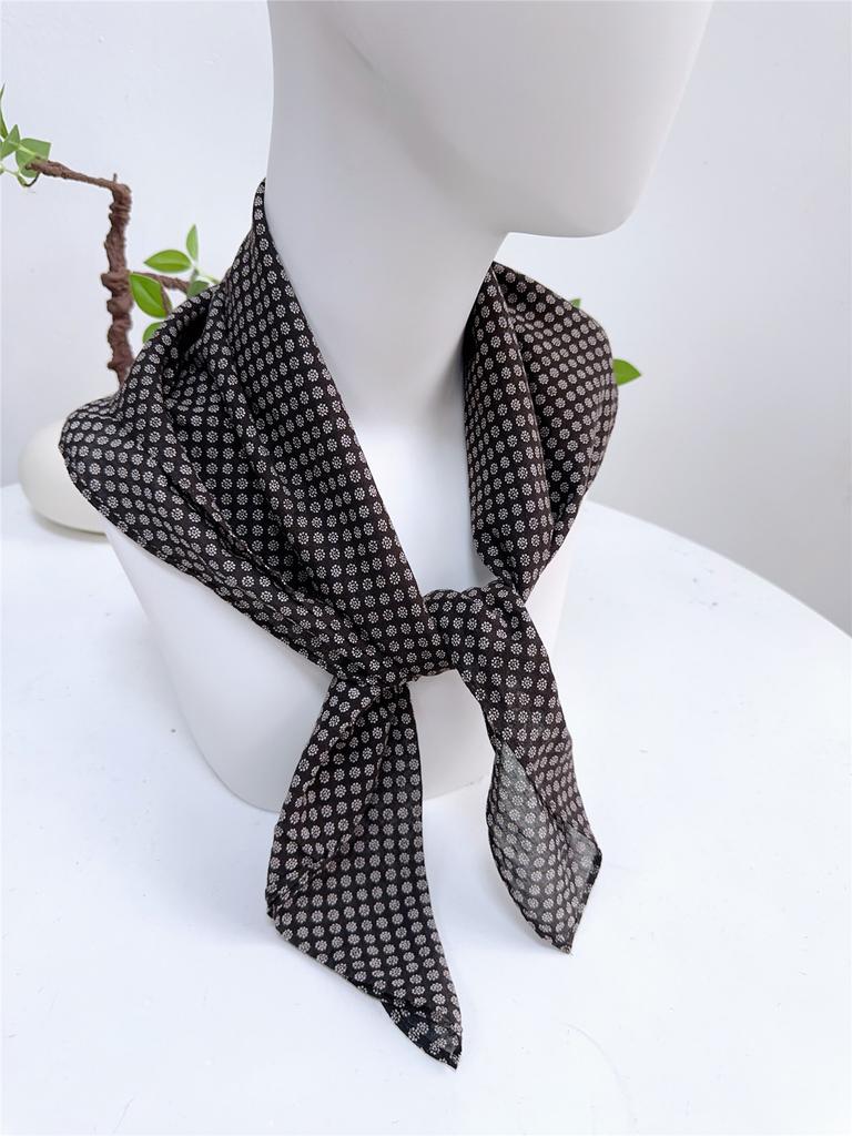 Literary And Elegant Yarn-Dyed Linen Plaid 70Cm Small Square Scarf, Neck Protection Japanese Simple And Versatile Small Scarf
