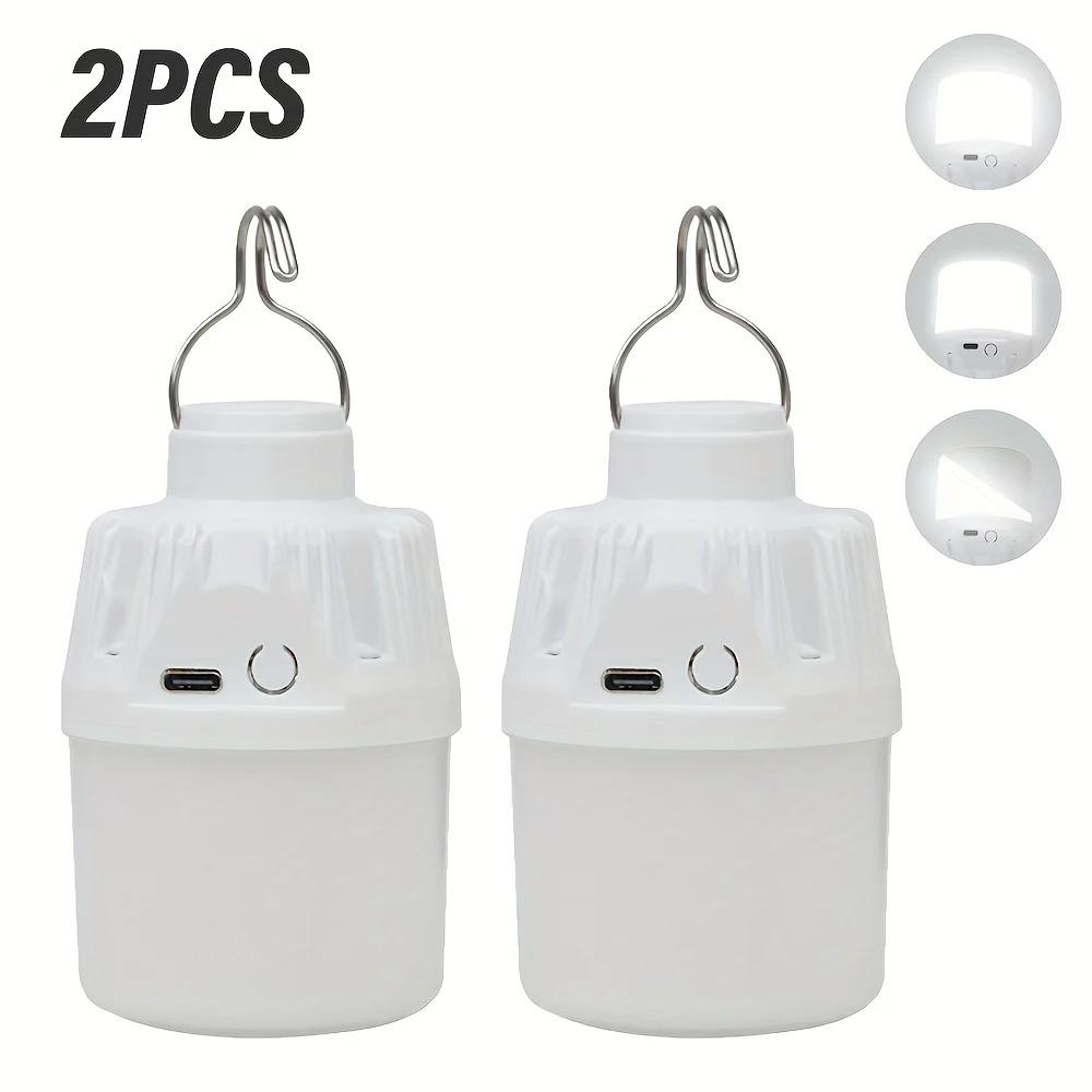 1/2/3/5/10PCS Portable LED Camping Light Bulb Outdoor Electric Lamp USB Charging 3 Lighting Modes White/Orange for Camping