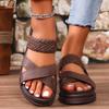 Women's Plus Size Summer Slides Euro-American New Style Flat Thick Sole Crisscross Woven Sandals