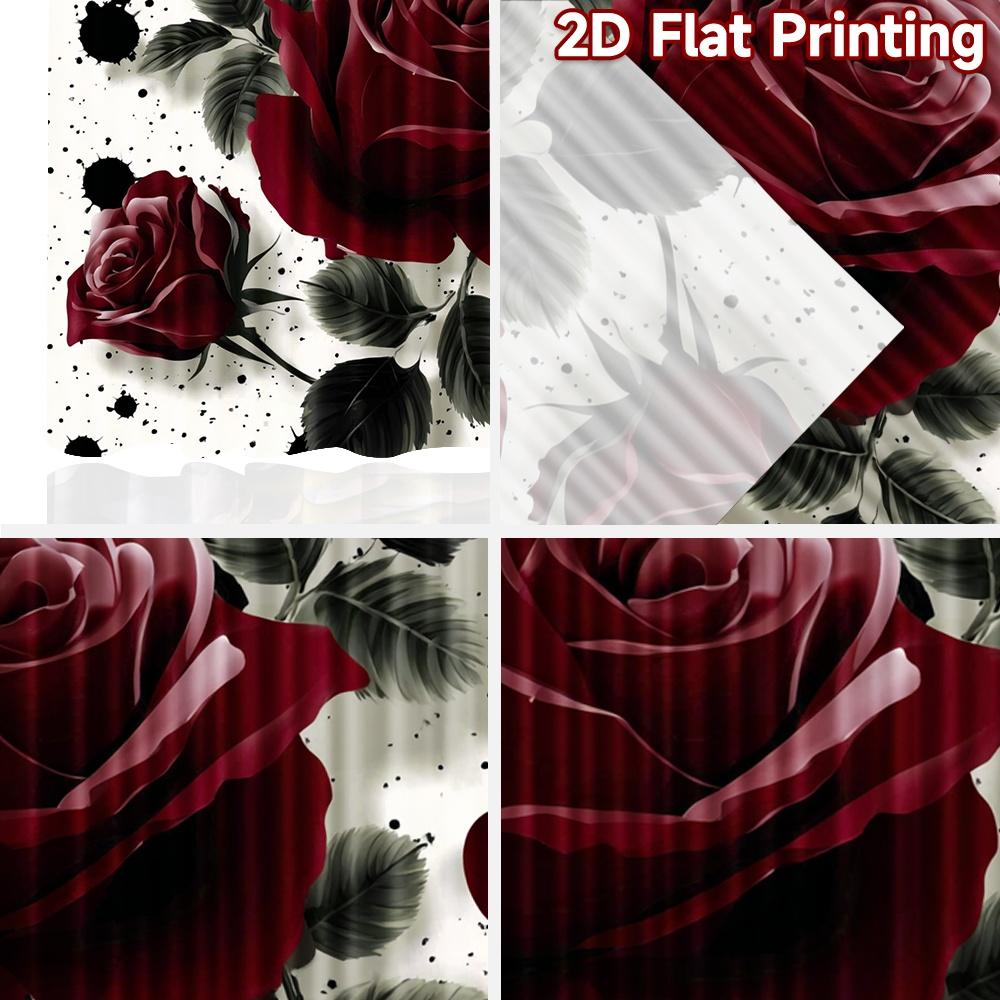 2D flat printing 2pcs Curtain Curtain Valentine's Red Roses(1) Digital Printed Polyester Drapes Family Party Decoration Perfect