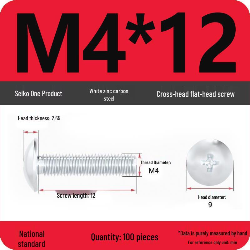 White Zinc M3-M6 Phillips Flat Head, Pan Head, and Mushroom Head Machine Screws