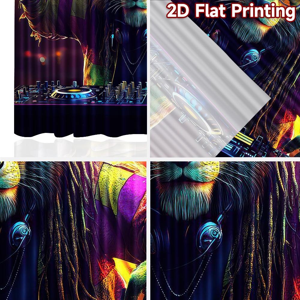 1 Stück 2D flacher Fotografie-Hintergrund Party-Hintergrund DJ Löwe Py 100% Polyester Festliche Wanddekoration Für Feiertagsporträts und Party