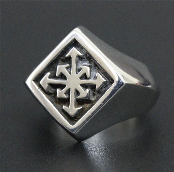 

Drop Ship Size 7-13 Polishing Cool Cross Arrow Ring 316L Stainless Steel Man Boy Popular New Design Biker Ring 7