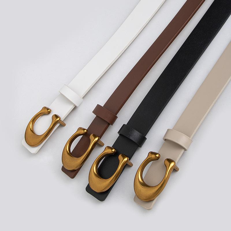 High-end Women's Belt Women's C Buckle Versatile Fashion Commuter PU Imitation Leather Belt Women's Belt