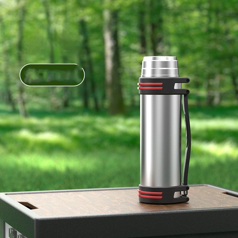 1000ML Black Kitchen Stainless Steel Thermos Bottle Outdoors High-capacity Motion Water Bottle Coffee Tea Thermos Cup