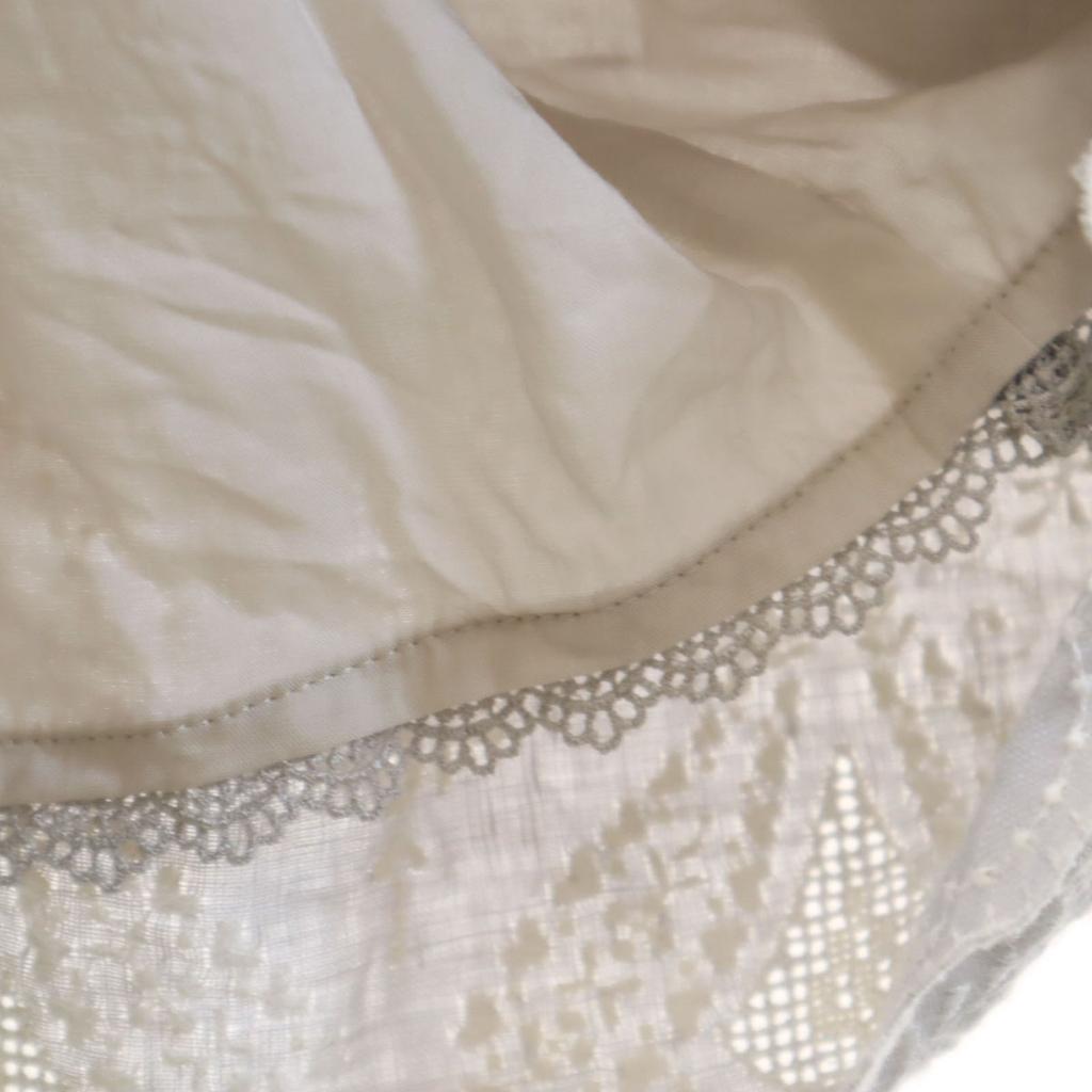 FOXEY Made In Japan Linen Cami One Piece 38 Gray Lace Embroidery Women Used