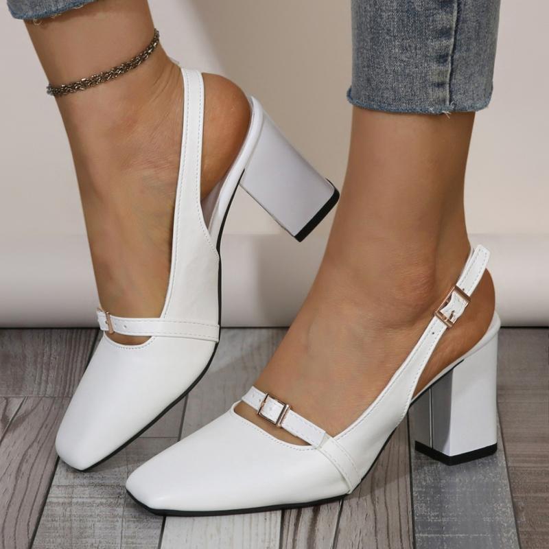 Mode 2025 Neue Sommer Elegante Eckige Zehen Hohe Absätze Damenmode Damen Slingback Pumps Übergröße Bürokleid Sandalen Damen