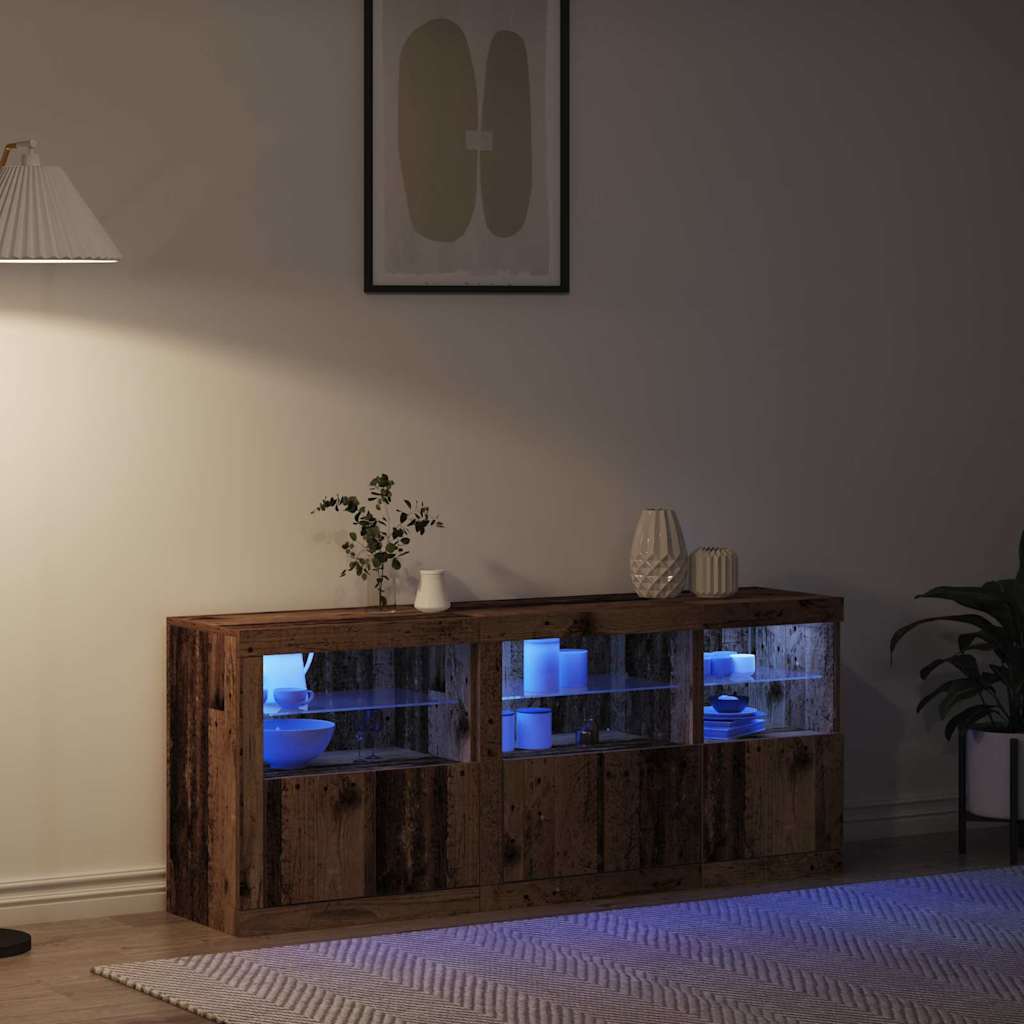 LED Sideboard Reclaimed Wood Look 162 x 37 x 67 cm Particleboard