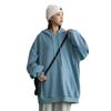 Plus Size Solid Color Korean Style Hooded Sweatshirt - Loose Mid-Length Pocket Jacket for Autumn/Winter