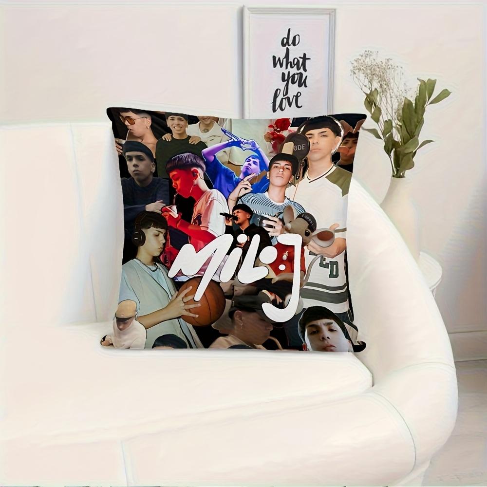 1Pc Milo J Collage Pillow Cover, 2D Double-Sided Polyester Cushion Case, Latin Music Fan Decor Pillowcase, Gift For Milo J Fans