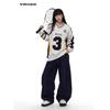 2025 Autumn/Winter Unisex V-Neck Retro Badge Embroidery Sweatshirt