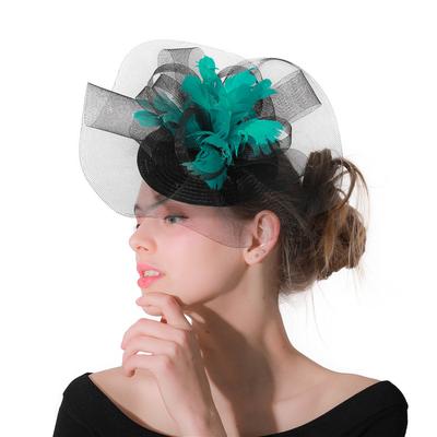 Accessoires de Cheveux pour Mariée Européenne et Américaine Headwear à Plumes Populaire pour Banquet Photo Chapeau Haut Chapeau en Imitation Chanvre PP