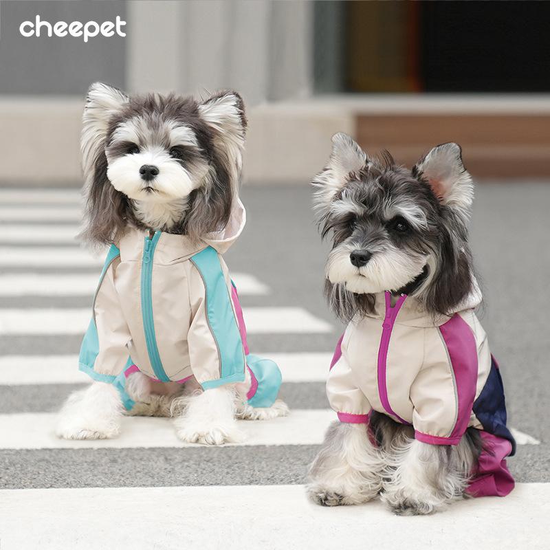 Dog raincoat pet four seasons waterproof going out jacket Teddy Schnauzer dog clothes anti-fouling and anti-dirty outer clothing