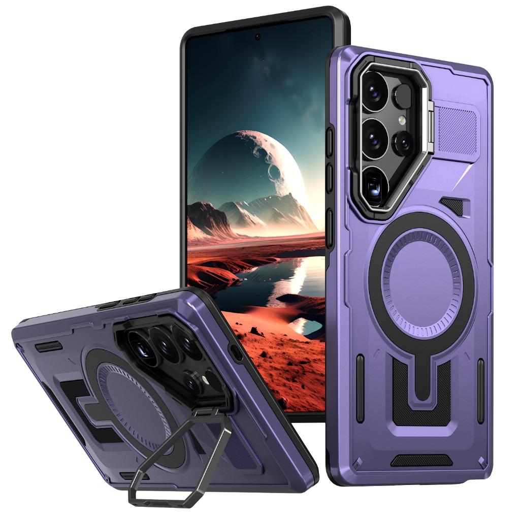 For MagSafe Magnetic Phone Case with Camera Frame Stand For Samsung Galaxy S26 Plus S25 S24 S23 FE S22 Ultra A56 A36 A26 A16 A06