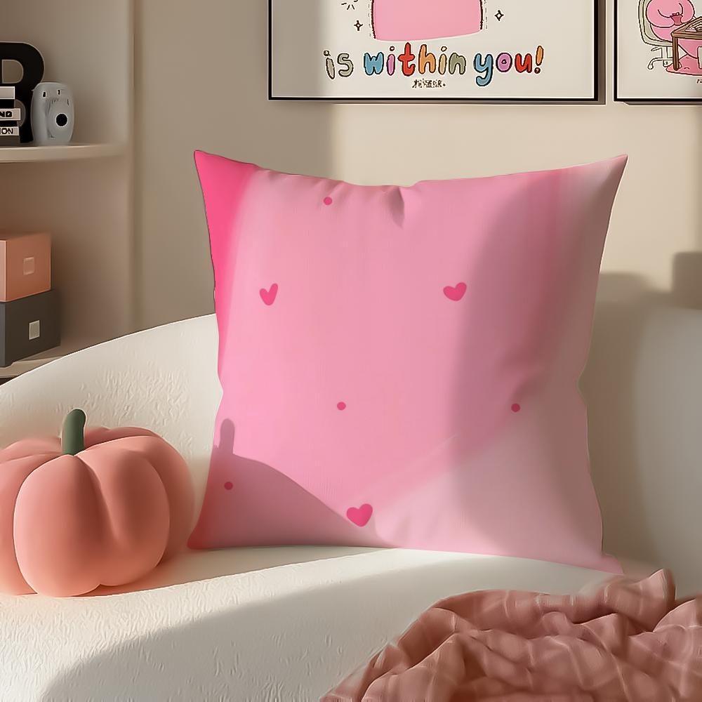 Sweet Girly Floral Art Pink Bow Cherry Pattern Cushion Cover Pillowcase Short Plush Invisible zipper Room Sofa Cushion Cover