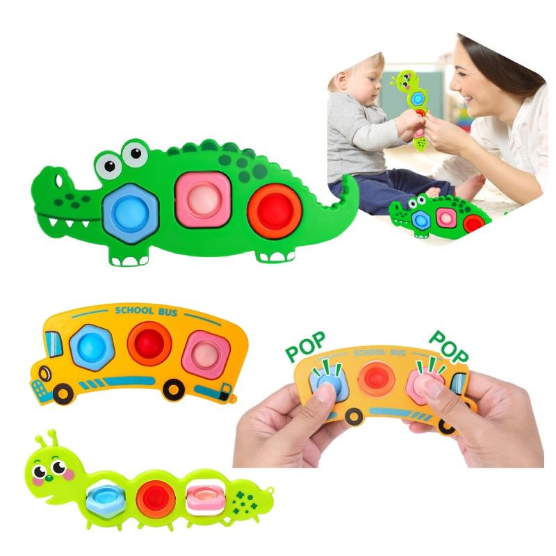 Stress-relieving Bubble Popper Toy Crocodile, Caterpillar, And Bus