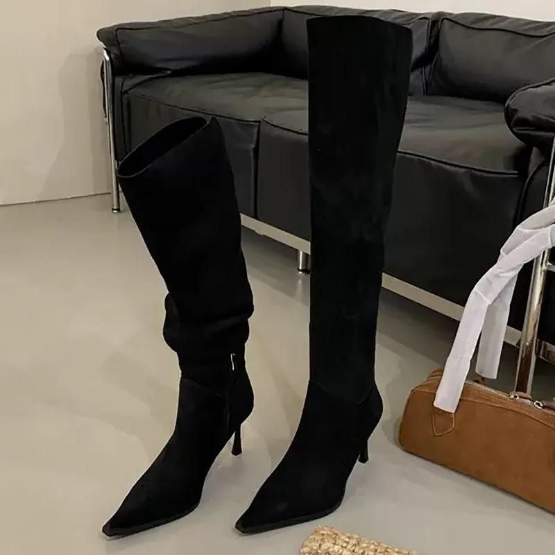 Winter Fashion Pointed Toe Women Thin High Heel Long Over The Knee Boots Street Style Party Stripper Female Shoes