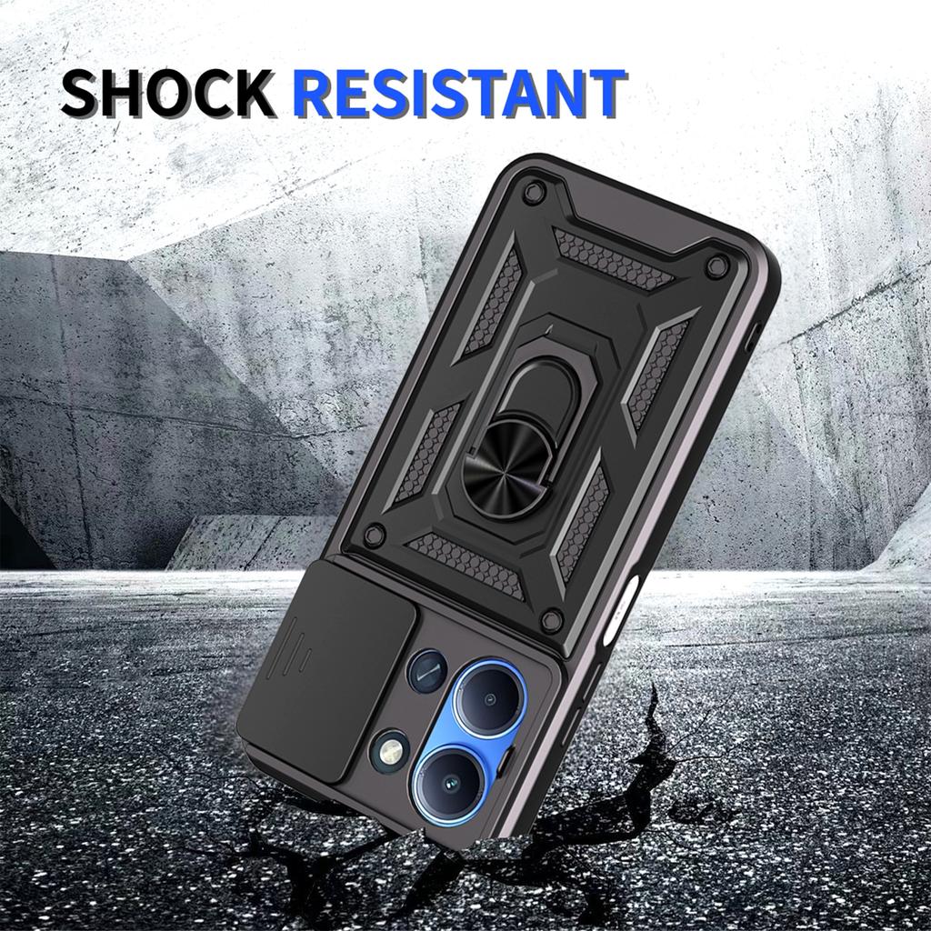 AMORUS For Xiaomi Redmi 15C 4G (EU) (173mm)/15C 5G (EU) (173mm) Case Kickstand PC+TPU Phone Cover with Camera Lens Slider