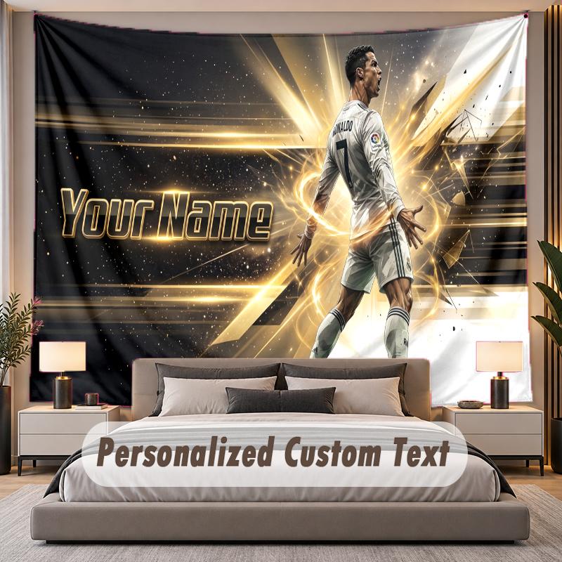 Custom Name Text Tapestry Cristiano Ronaldo Personalized Polyester Wall Tapestry For Bedroom And Room