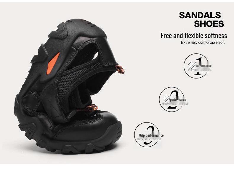 Men's Outdoor Breathable Closed-Toe Leather Sandals - Comfortable, Large Size, Cross-Border Summer Beach Shoes