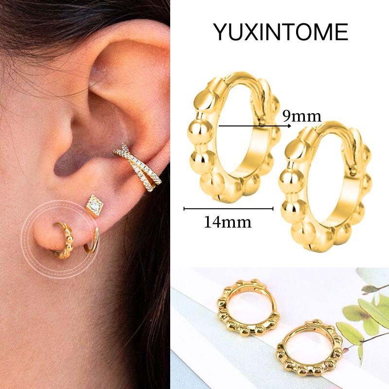 

925 Silver Ear Needle Vintage Hoop Earring for Women Minimalist Geometry Gold Earrings Party Fashion Jewelry Gift