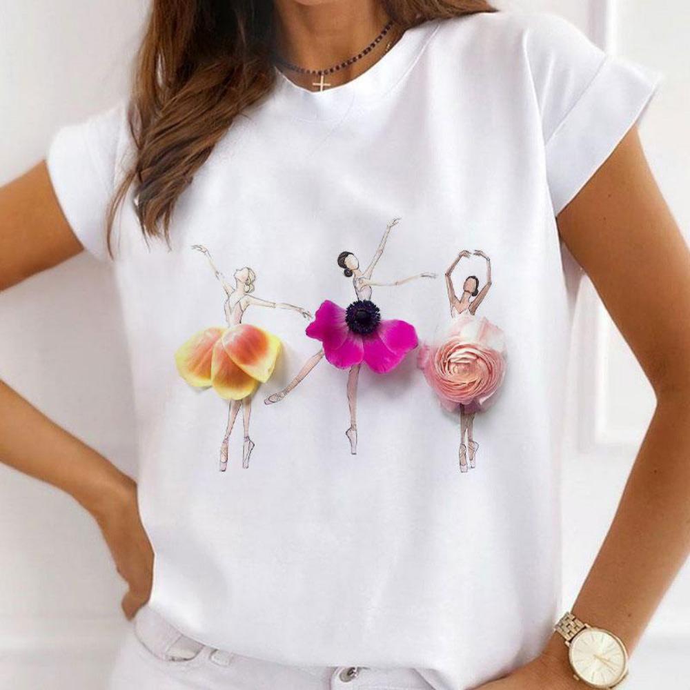New Version Regular Short Sleeve Heart Print T-Shirt Women's Casual Short Sleeve T-Shirt women clothes