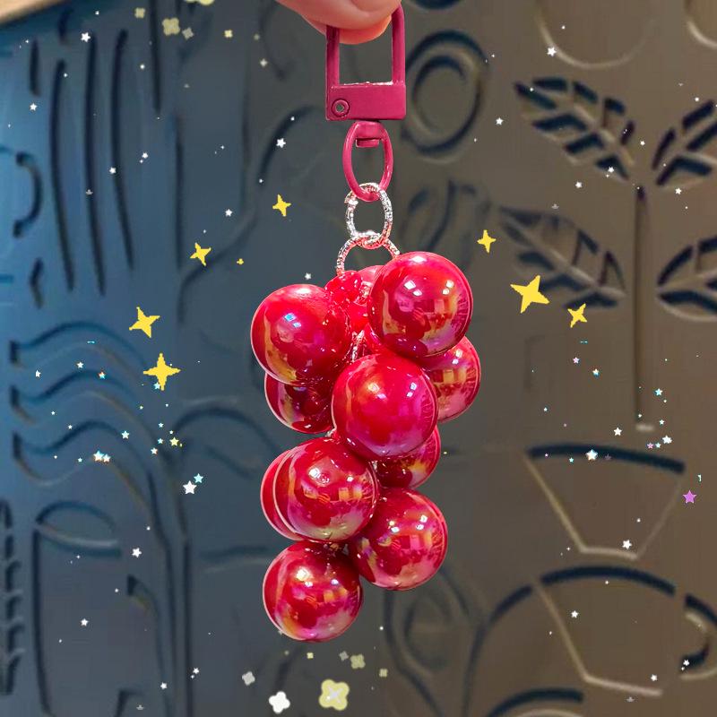 Charming Transparent Acrylic Grape Cluster Keychain - Women's Handbag Accessory & Small Gift