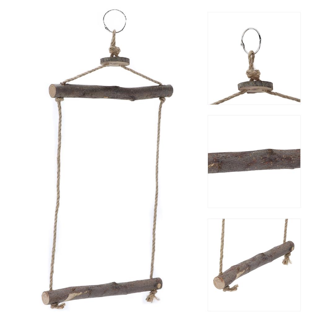 Vogel Hanfseil Schaukel Natürlich Ungiftig Langlebig Stark Vogel Sitzstange Natur Holzständer für Papageien