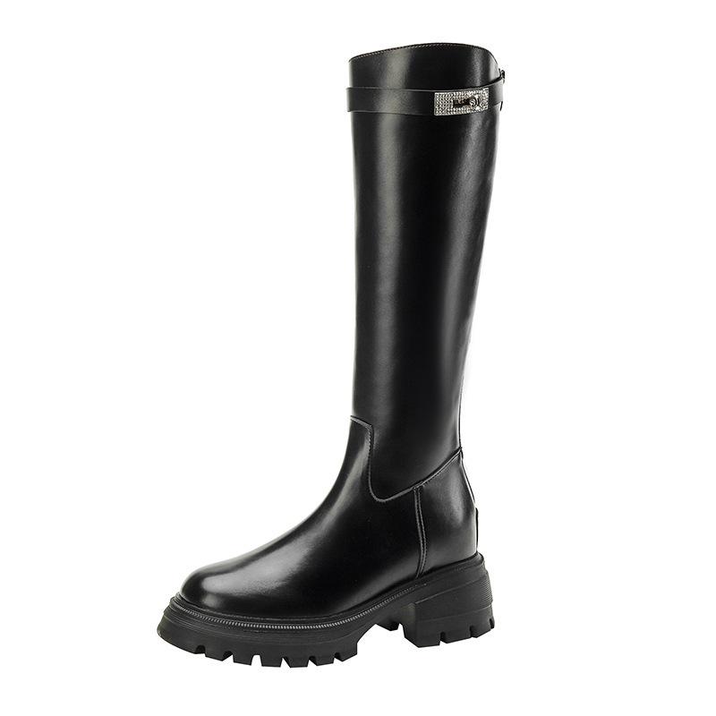 Long boots for women, but over the knee, new autumn and winter knight boots, small inner height increase, thick sole and thin lace-up high tube