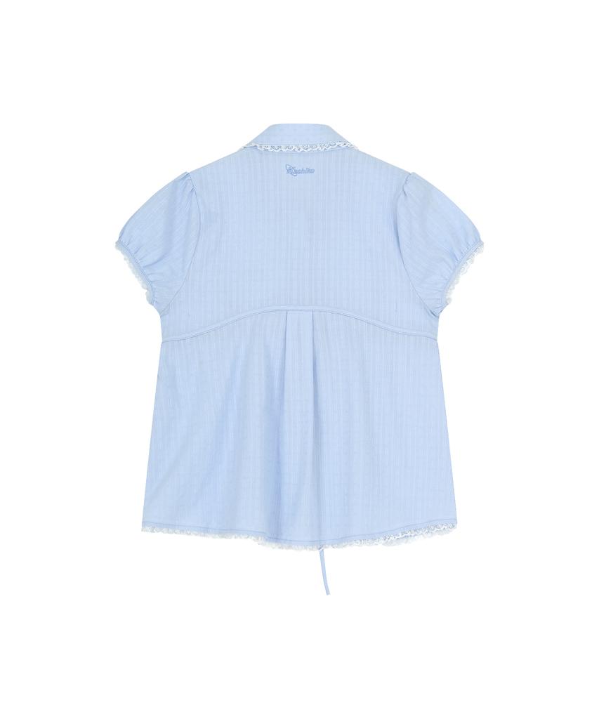 Kasiko Puff Sleeve Lace Shirt Blue
