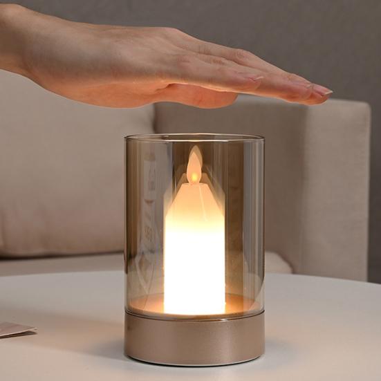 Yousheng LED Night Light with Gesture Control Soft Glow Flicker Free Motion Sensor Technology Bedside Lamp Simulation Candle Decor
