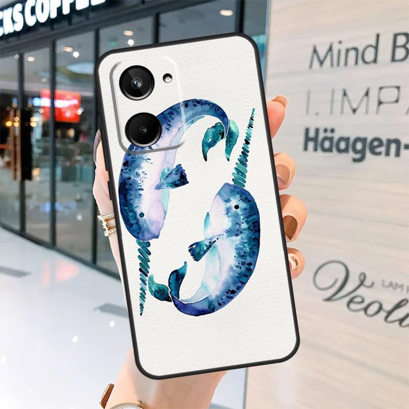 Cute Sea Narwhal Quotes Case For Realme 15 Pro 14 13 11 12 Pro Plus GT7 GT6 C55 C51 C53 C35 C33 C61 C65 C67 C71 C75