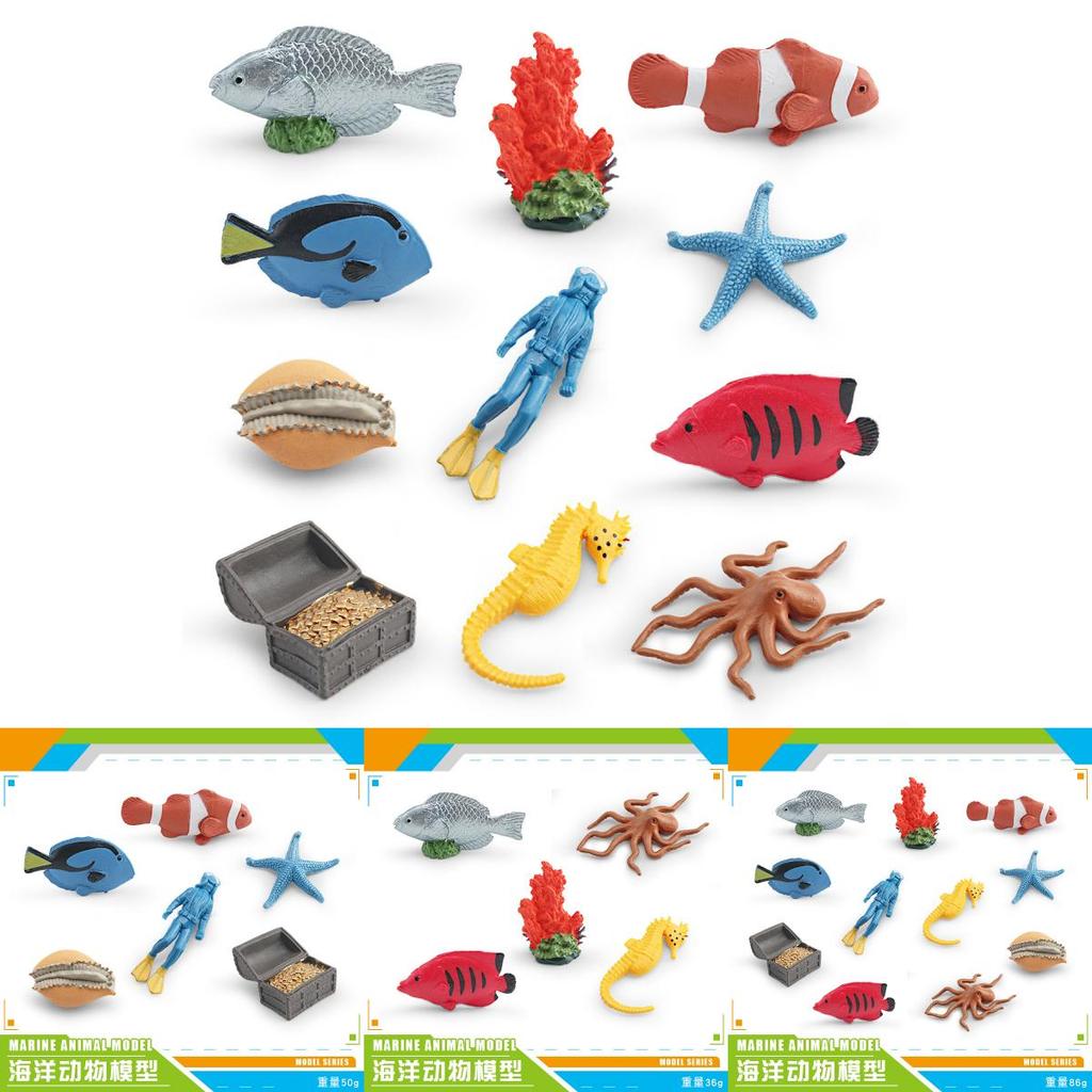 Realistic Ocean Creature Pvc Figurine Set Coral Reef Fish Octopus Starfish Marine Scene Decor For Home
