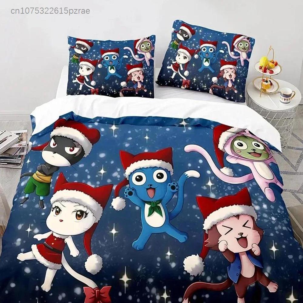 3D Print Fairy Tail Anime Natsu Bedding Set Duvet Cover Bed Set Quilt Cover Pillowcase Comforter King Queen Size Boys Adult