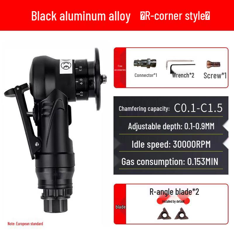 Handheld Mini Pneumatic Chamfering Machine: 45° C/R-Angle Deburring Tool for Woodworking and Metal