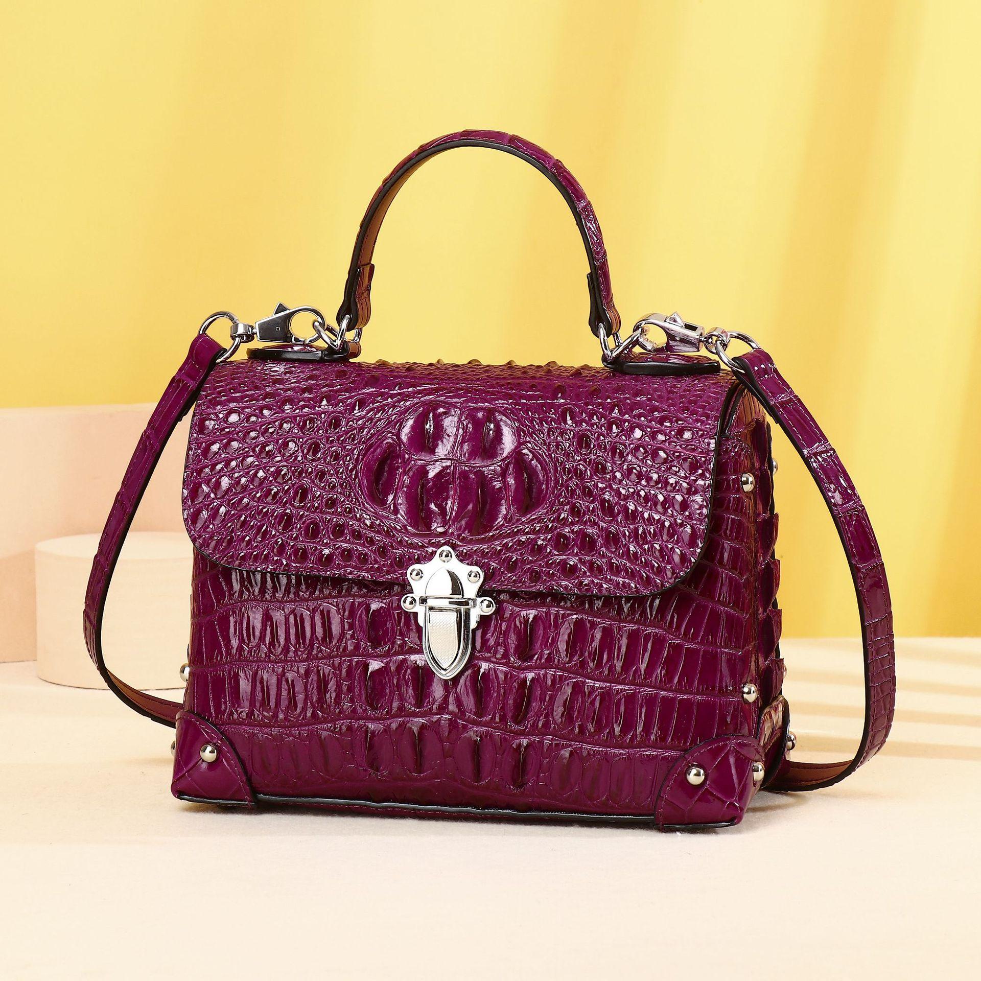 

Женская модная одноплечевая сумка, гималайская белая ручная сумка, модная сумка-коробка и женская сумка кроссбоди с узором кости крокодила 23*11*17cm фиолетовый