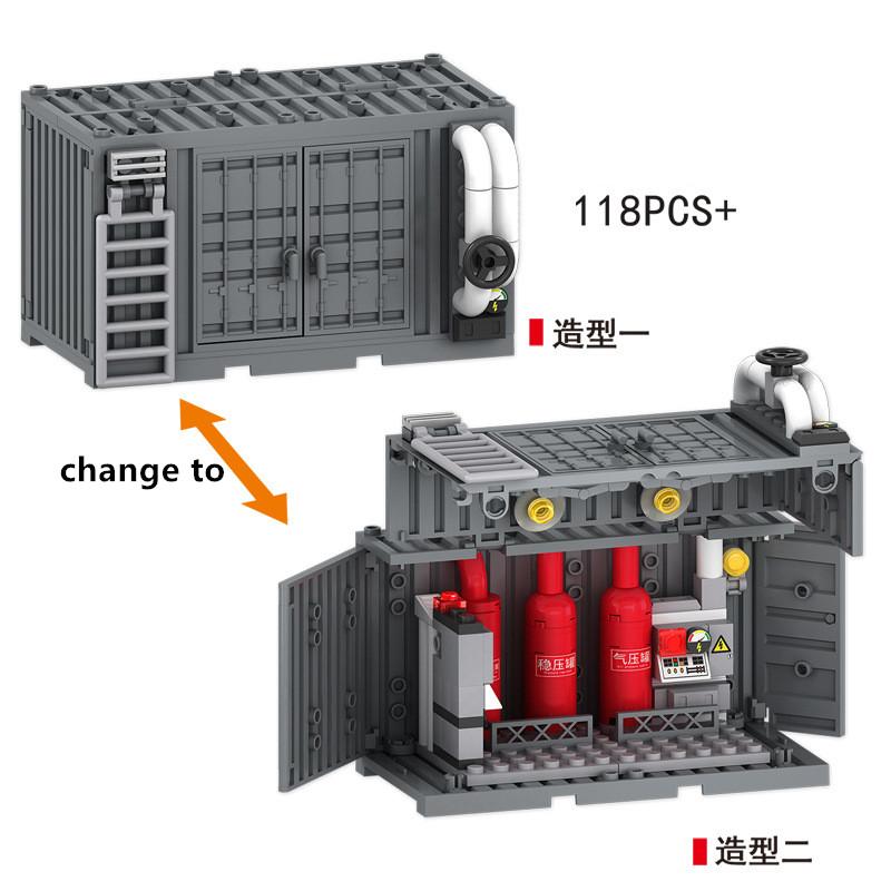 

Military camp weapons equipment warehouse building blocks soldier bunker dormitory fire pump room container blocks kit toys