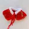 Cat Knitted Scarf Collar Red Christmas Dog Saliva Towel Strawberry Pet Ornament Christmas Knitted Scarf Pet Christmas Gift