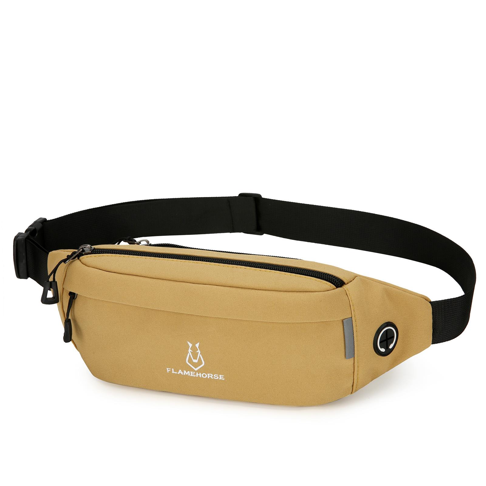 

Водонепроницаемая поясная сумка из ткани Оксфорд, поясная сумка через плечо с разъемом для наушников для бега и пеших прогулок хаки