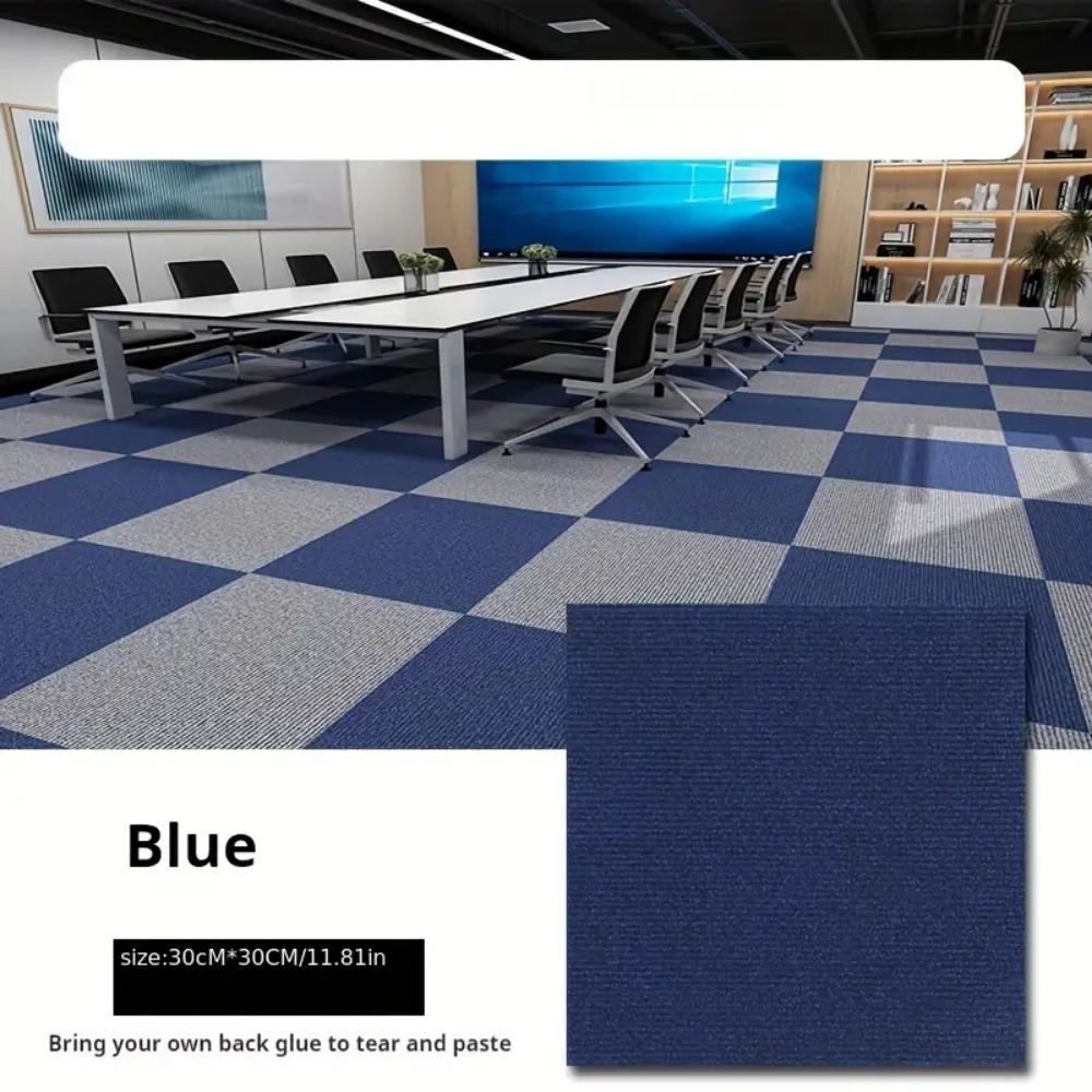 Square Self-Adhesive Carpet Tiles for Office and Home, Non-Slip Foam Backed Polyester Carpet, Solid Color Pattern , Office and Porch Decoration