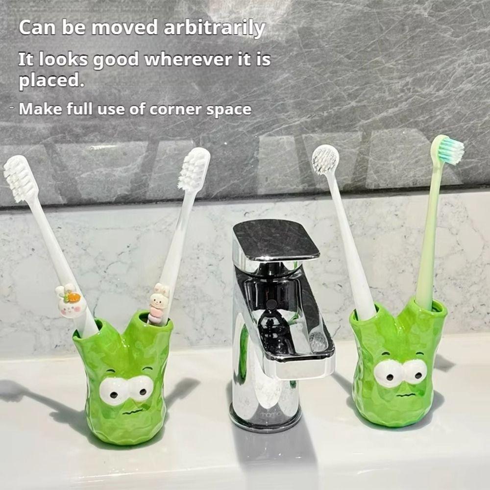 Creative Ceramic Toothbrush Holder Scallion Shape Makeup Brush Shelf  Home Decor