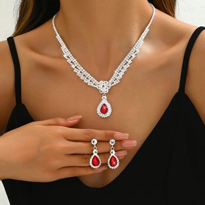 Temperament ketting oorbellen lichte luxe high sense sleutelbeenketting eenvoudige set