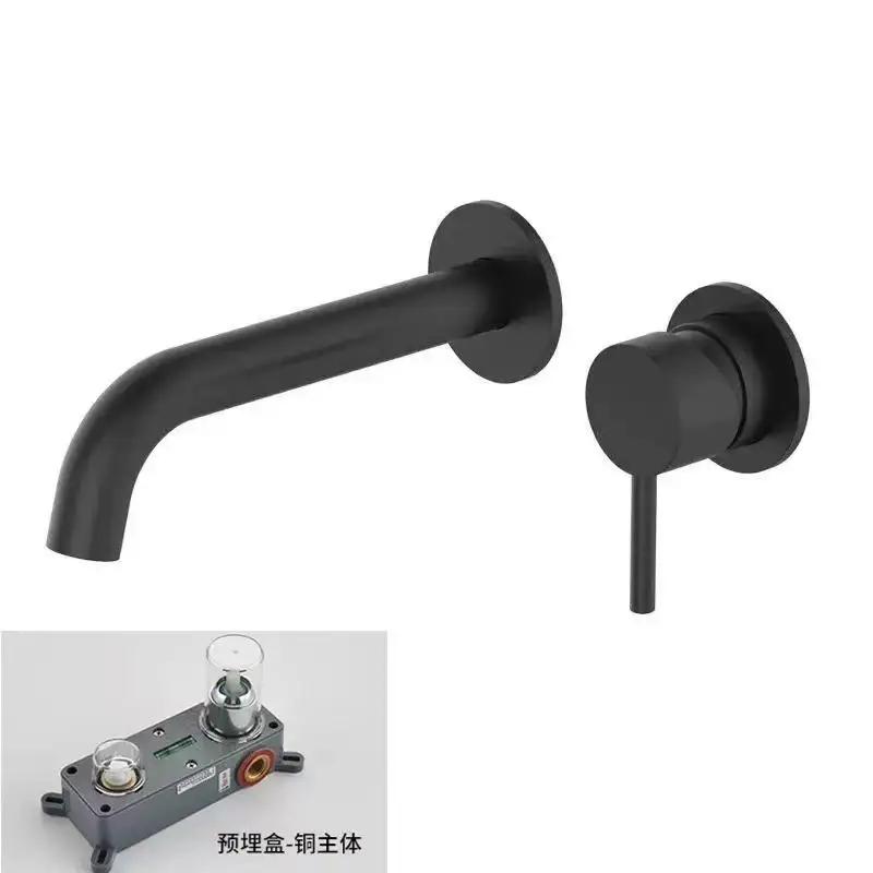 Wall Mounted Concealed Brass Bathroom Basin Faucets Embedded Cartridge Basin Mixer Sink Faucet Washbasin Tap Hot Cold Water Tap